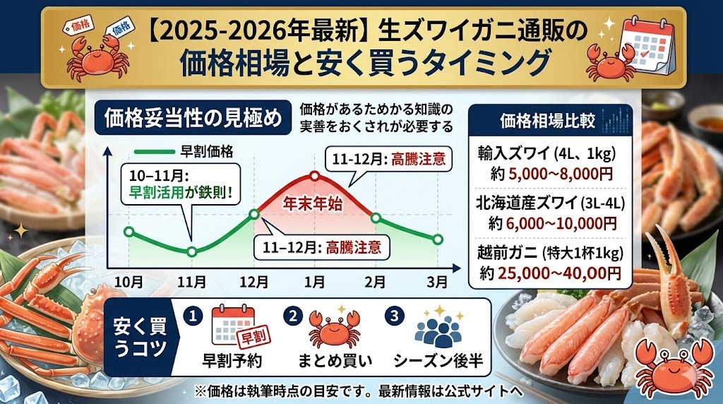【2025-2026年最新】生ズワイガニ通販の価格相場と安く買うタイミング