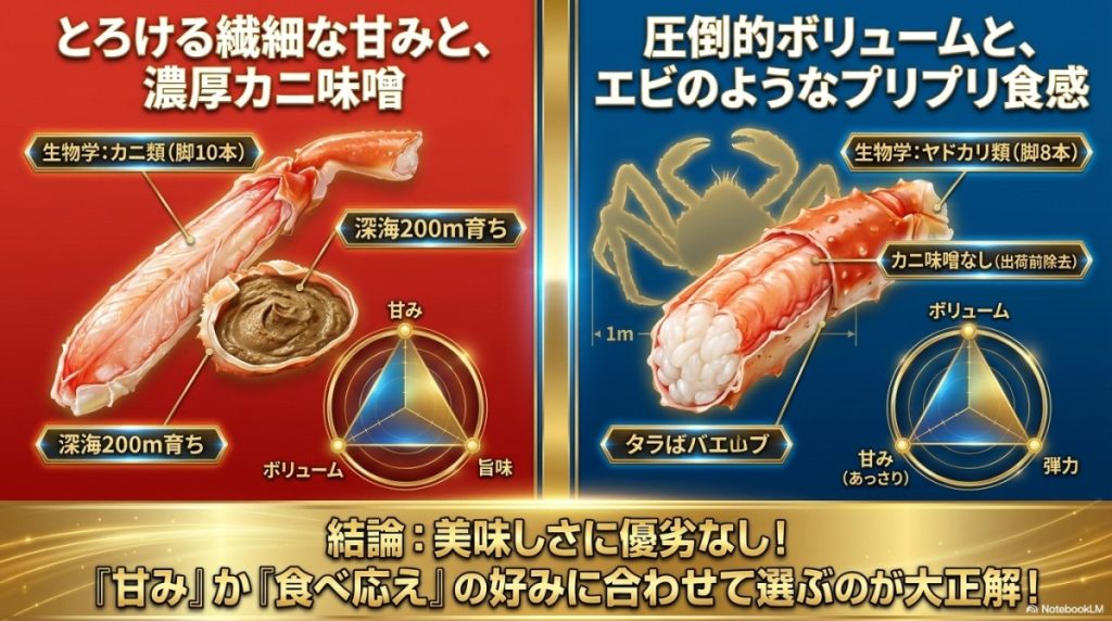 美味しさの差はなし!「甘み」か「食べ応え」どちらを選ぶか。
