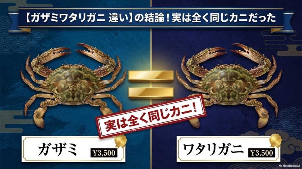 ガザミワタリガニの違いは?結局同じカニ
