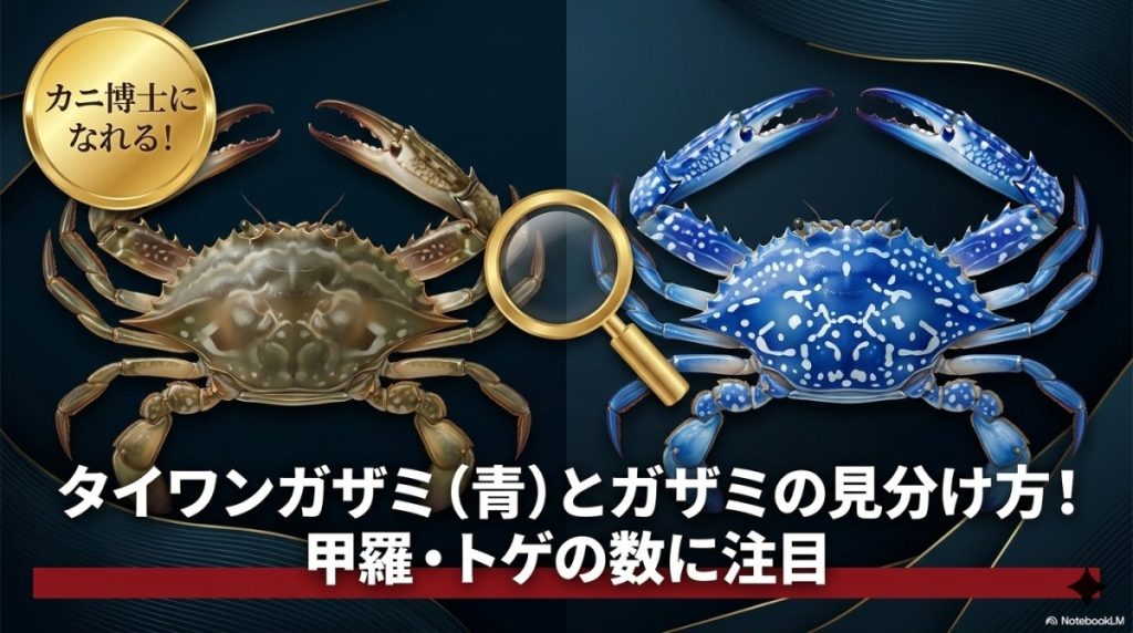 タイワンガザミ(青)とガザミの見分け方!の図解
