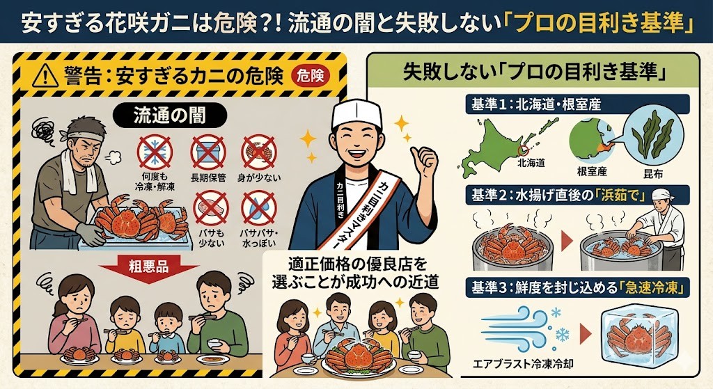 なぜ安すぎる花咲ガニは危険なのか?流通の闇と失敗しないための「プロの目利き基準」