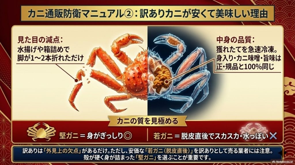 訳ありカニが安い本当の理由(脚折れ・サイズ不揃い)と安全性