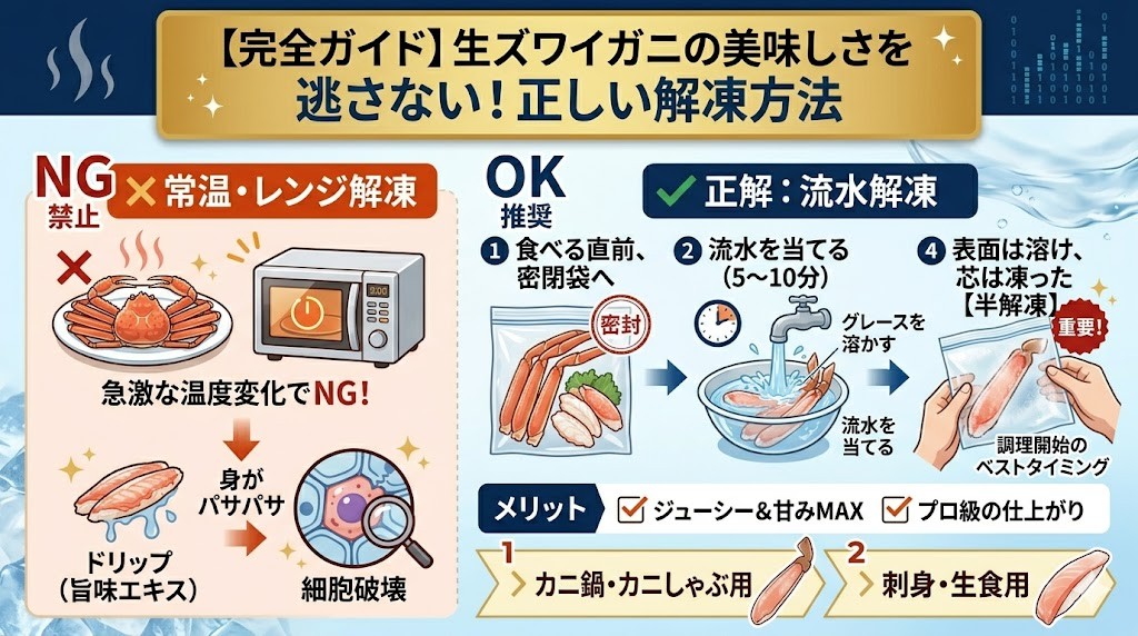 生ズワイガニの美味しさを逃さない!正しい解凍方法