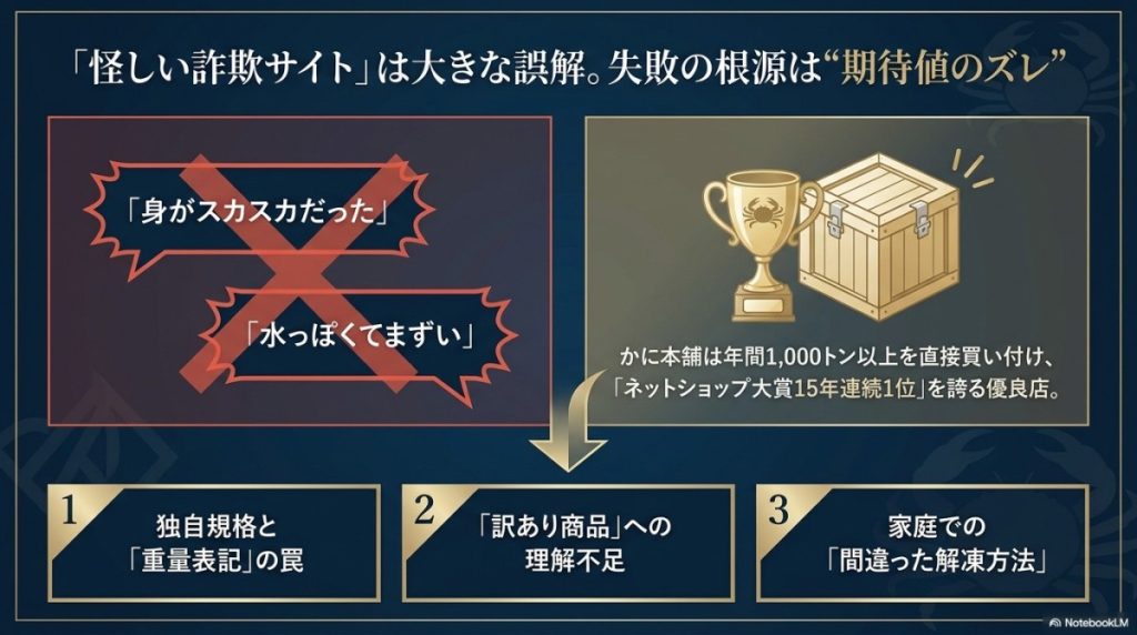 【暴露】かに本舗で失敗する?独自規格の罠と目的別おすすめ5社