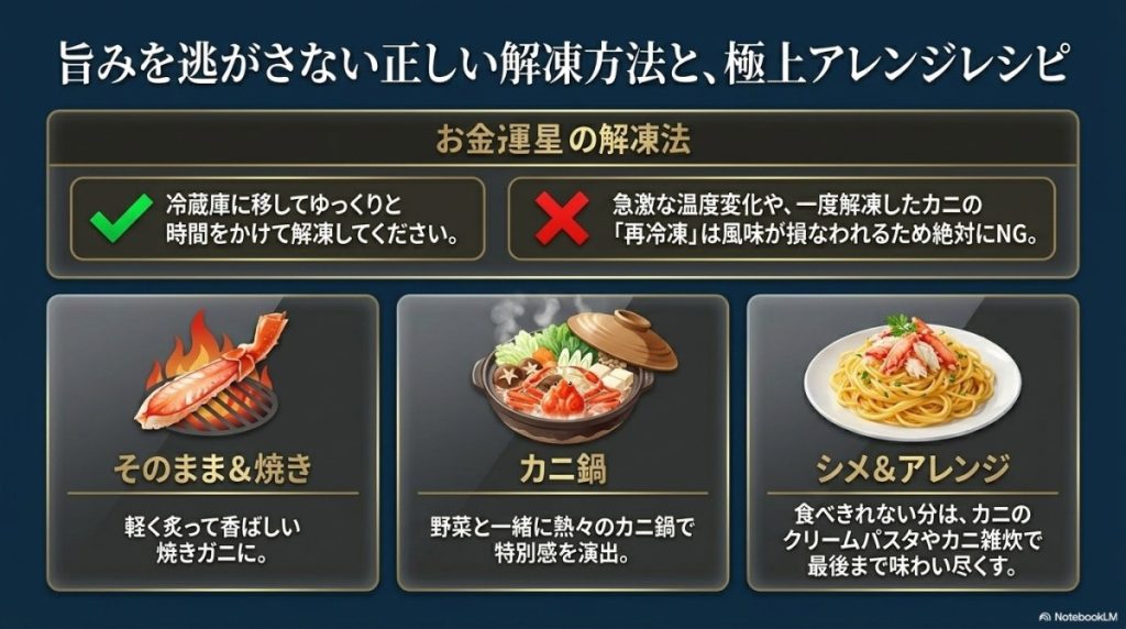 カニを美味しく食べるための正しい解凍方法とアレンジレシピ