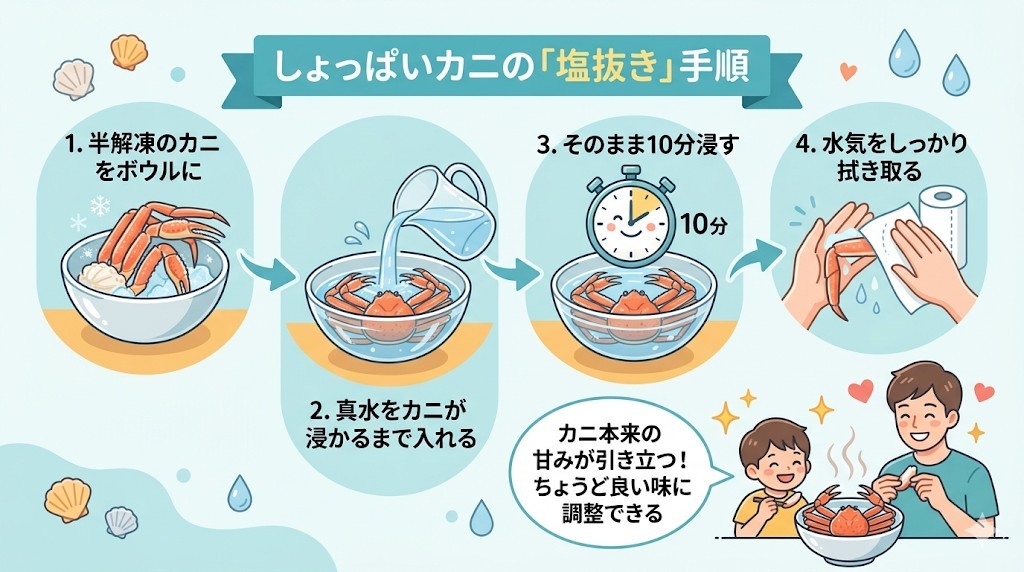 しょっぱい・塩辛いと感じた時の具体的な「塩抜き」手順をわかりやすく図解