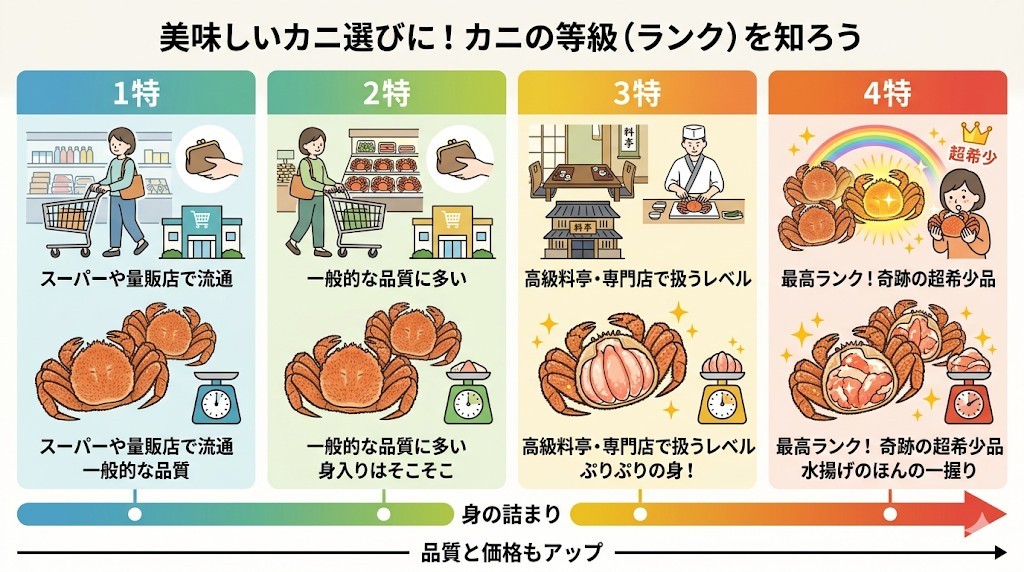 カニの等級をわかりやすく図解