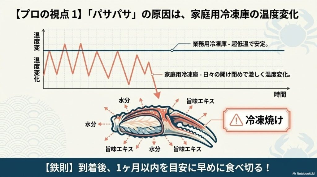 「味もぱさぱさでした」の原因は家庭用冷凍庫での保存劣化