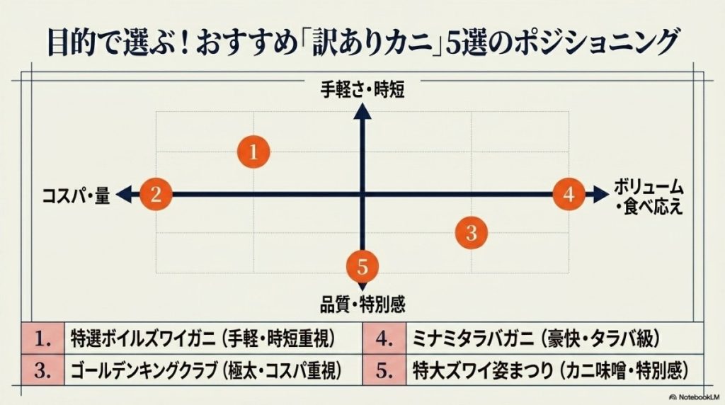 快適生活の訳ありカニおすすめ5選!コスパ最強のボリューム商品を徹底比較