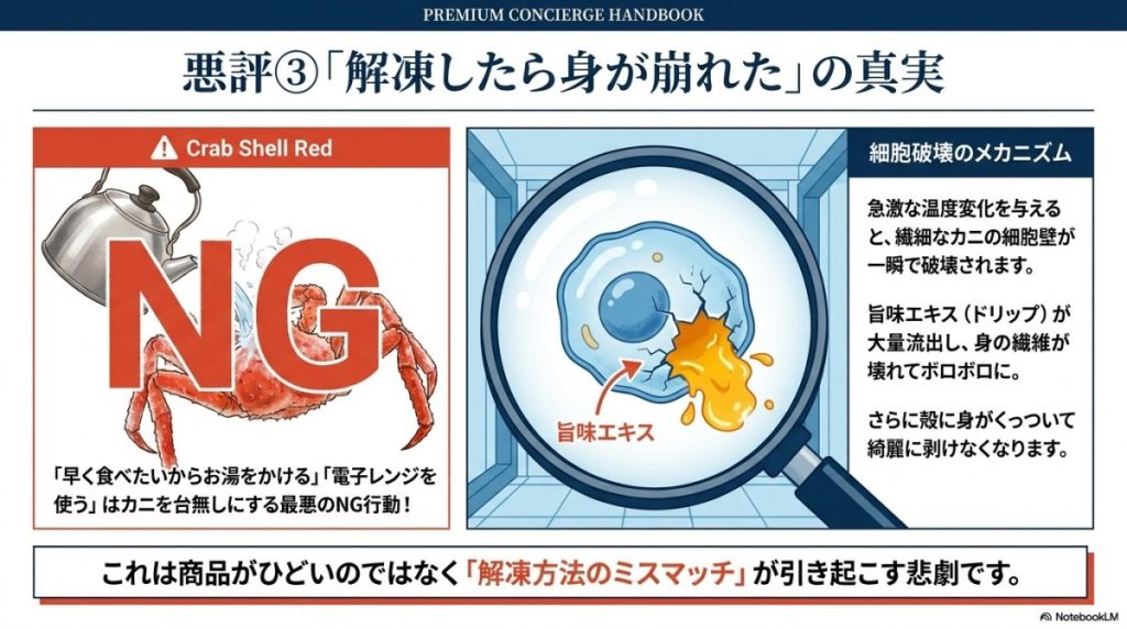 「解凍で身が崩れた」の悪評は本当?解凍ミスによるドリップの真実とは?