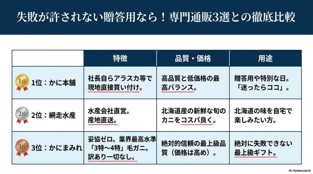 失敗したくない贈答用はコレ!おすすめカニ通販3選との徹底比較