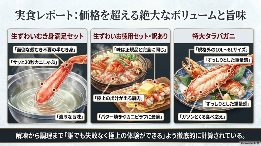特大タラバガニや訳ありズワイガニを家族で食べた正直な口コミ感想