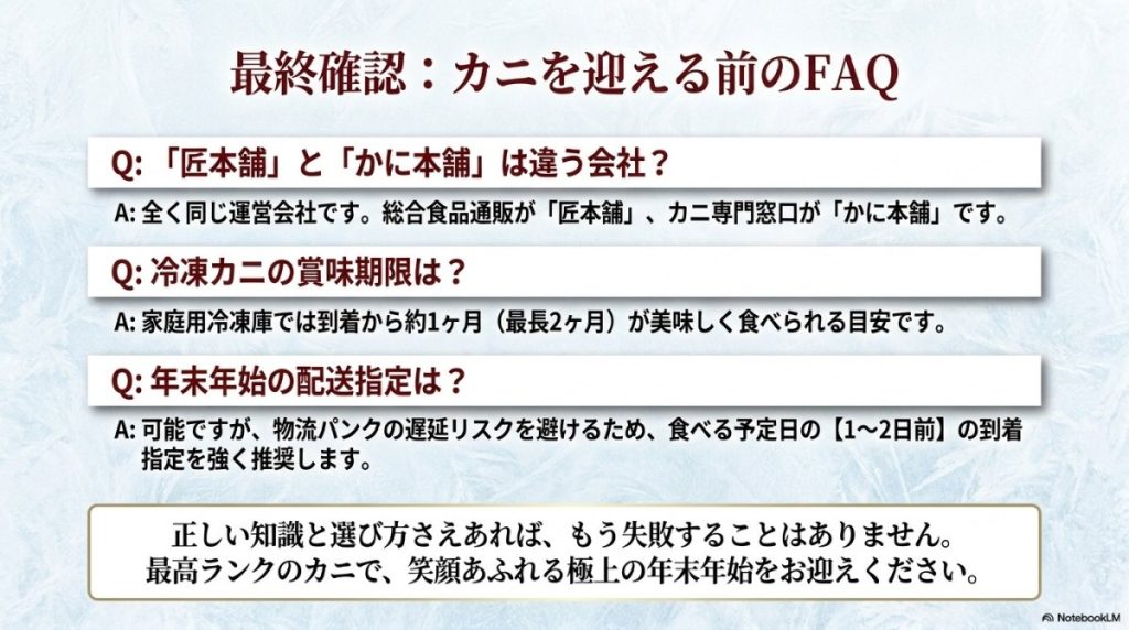 年末年始のカニ選びで失敗しない!かに本舗のよくある質問
